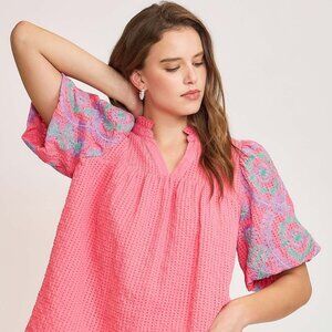 UMGEE Checkered Seersucker Top